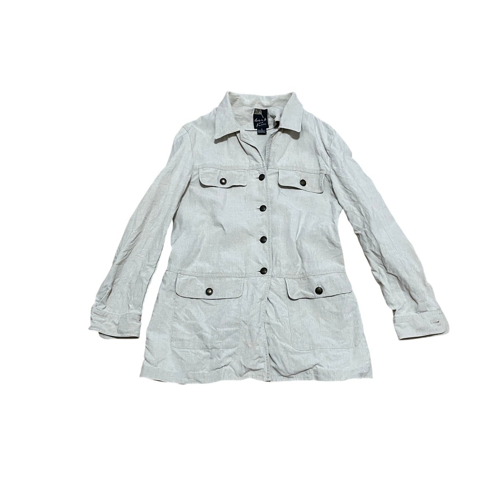 Dana B and Karen Women's 2 100% Linen Utility‎ Safari Jacket Beige Tan Oatmeal